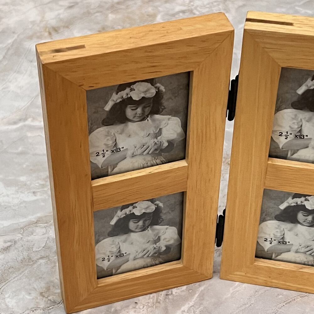 Three Panel Screen Wood Collage Photo Picture Frame Multi Picture 2x2.5"